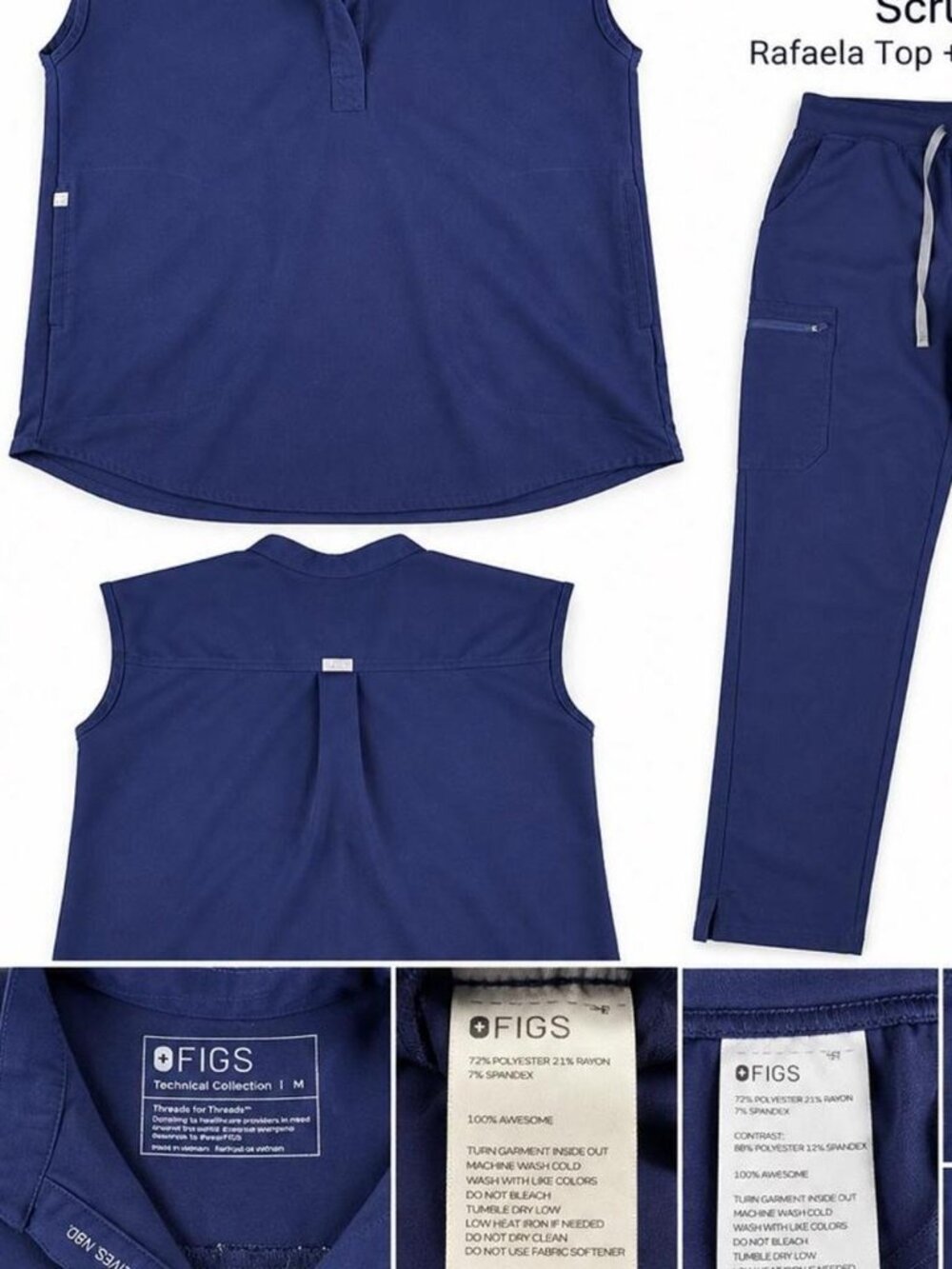 FIGS Scrub Set Medium Rafaela Oversized Top & Large Yola High Rise Slim Pant